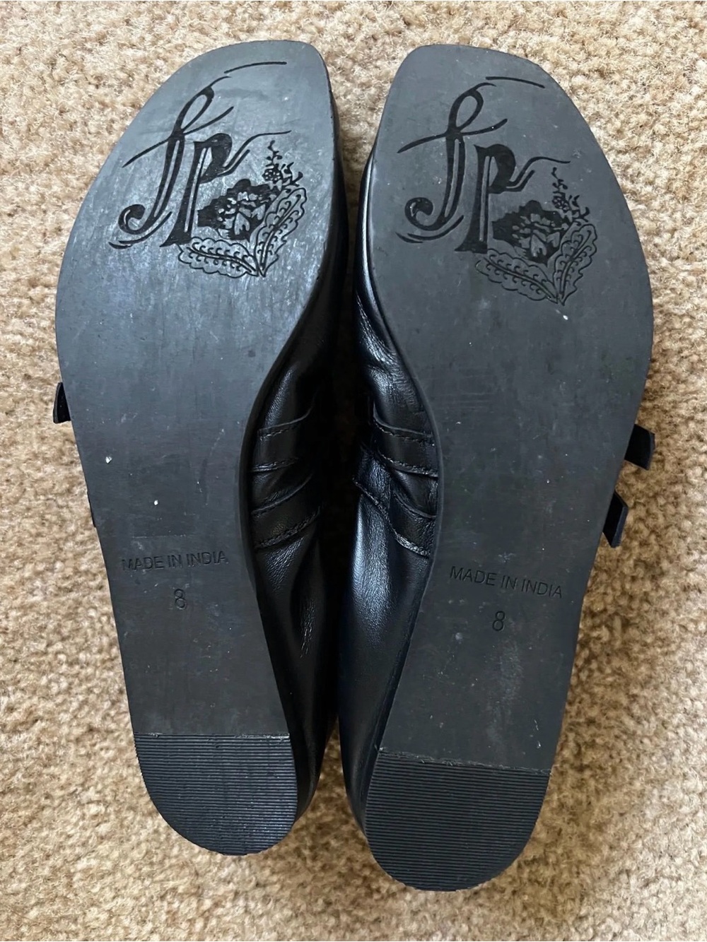 Free People black leather ballerina flats size 8 - Picture 3 of 4